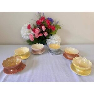 Royal Winton Vintage Lustreware Flower‎ Bowls Iridescent Pastel Petal Dishes